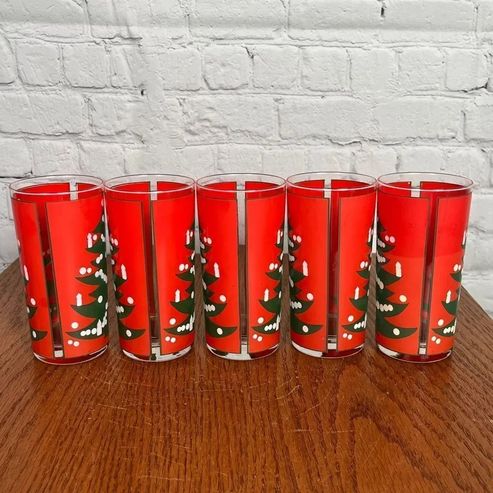 Waechtersbach Christmas Tree Tall Glasses, German set of 5
